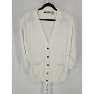 Vtg Chinawear Womemns Sz 20W Button Up Cardigan Sweater White